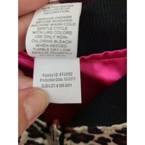 Total Girl Brown Black Leopard Print Lightweight Bomber Jacket Size 10/12 - Picture 8 of 8